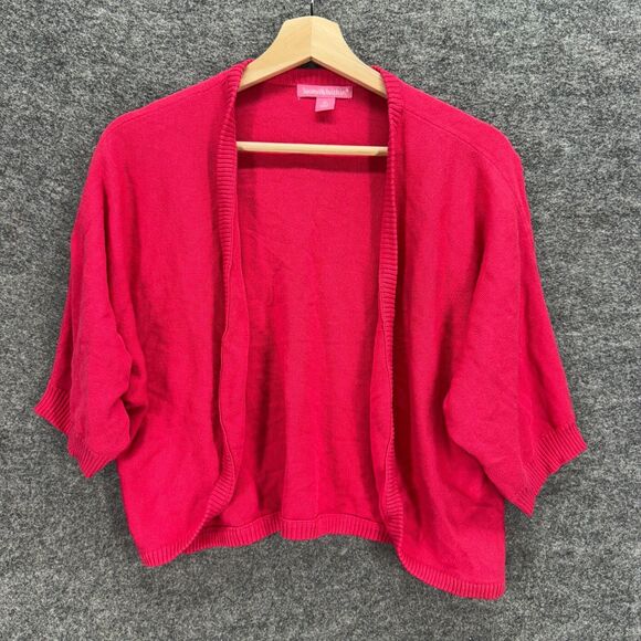 Woman Within Cardigan Women M Medium Pink Open Front 3/4 Sleeve Cotton Casual - Picture 1 of 7